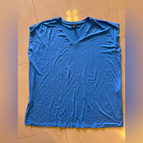 EILEEN FISHER Womens  Boxy V-Neck Tee Shirt Top in Coast Blue Short Sleeve L - Picture 16 of 16